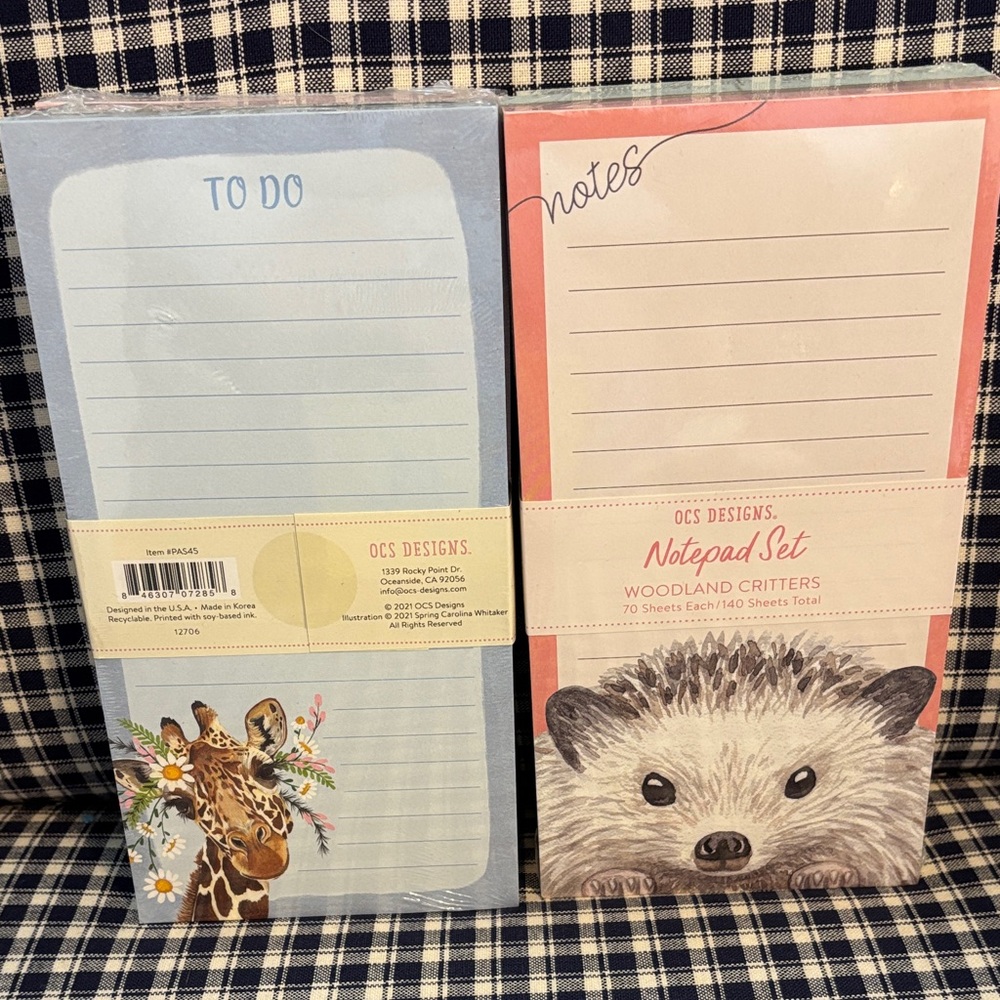 OCS Designs Notepad (2) Set with Animal Illustrations